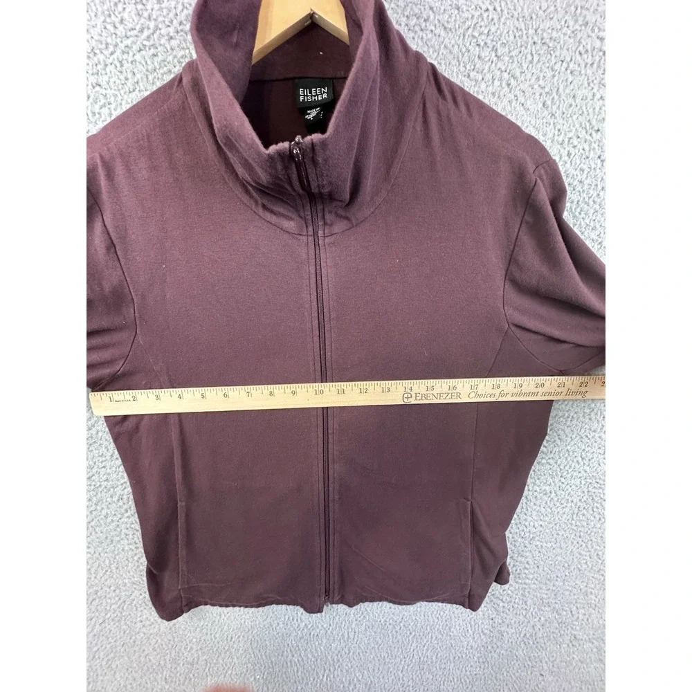 Eileen Fisher Jacket Sweater Large Maroon Supima Cotton Full Zip Made In The USA